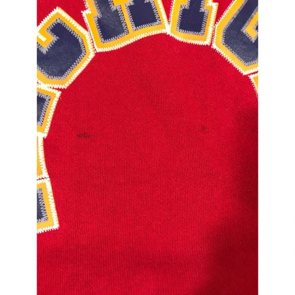 Vintage Christmas Sweatshirt M Red Michigan St Nickosaur 90s Discus Made In USA - Picture 9 of 10